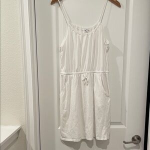 Ovs White Sleeveless Dress with Pockets large 100% cotton